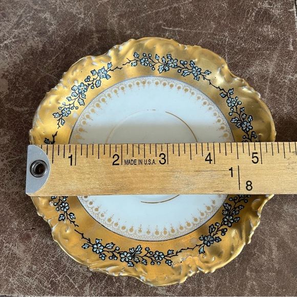 LS&S Limoges France Tea Cup Plate 5.5 Inches Gold Trim with Floral Patterns - Picture 4 of 4
